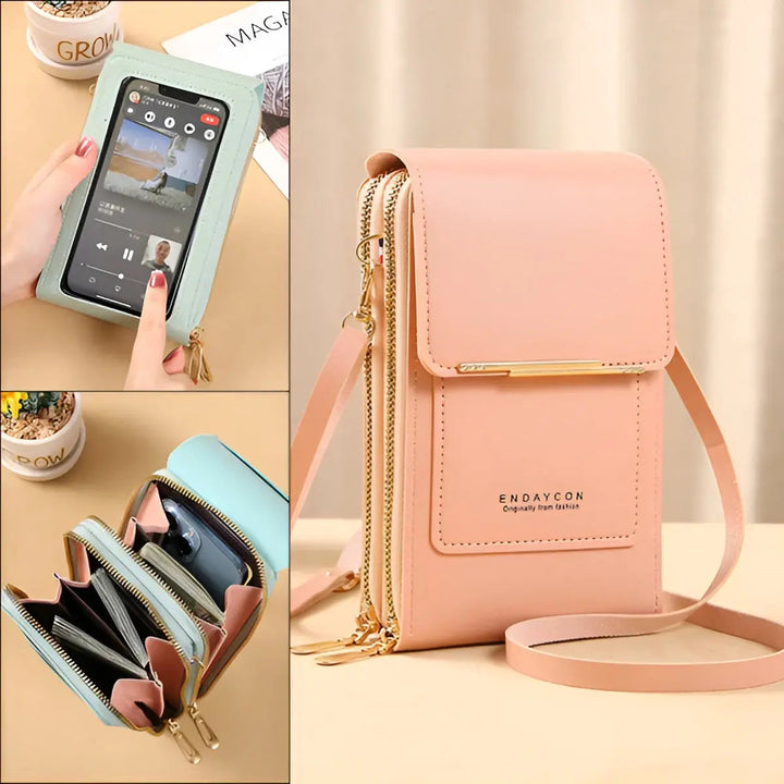 Soft Leather Shoulder Bag with Anti-Theft Protection - SafeTouch-Pink-The Livary