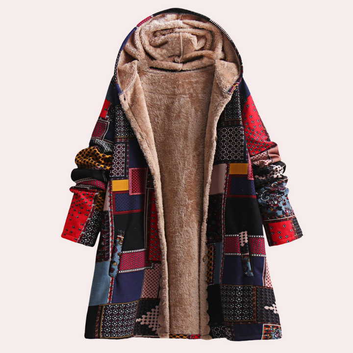 Warm Ladies' Coat with Hood - Amara-Red-XS-The Livary