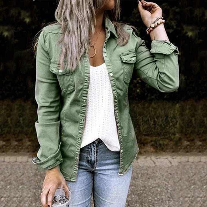 Stylish ladies' denim jacket - Elisa-Gray-S-The Livary