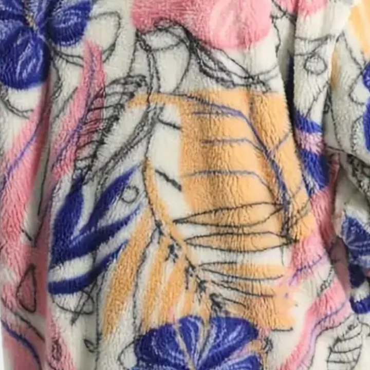 Warm Ladies' Coat with Hood and Floral Print - Elira-XS-The Livary