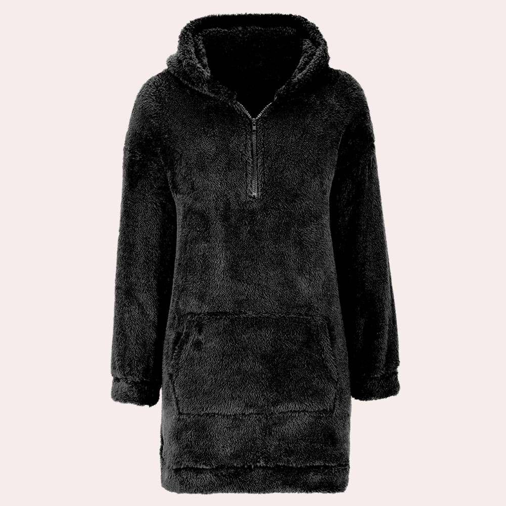 Soft Warm Winter Jumper with Zip for Women - Maëlle-Black-XS-The Livary
