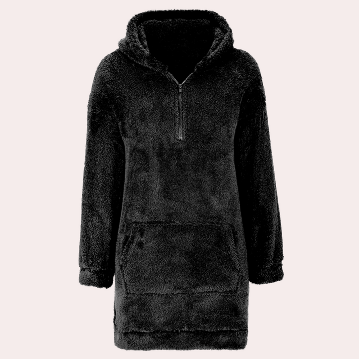 Soft Warm Winter Jumper with Zip for Women - Maëlle-Black-XS-The Livary