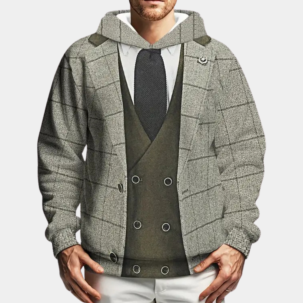 Versatile Men's Hoodie with Check Pattern - Lucian-S-The Livary