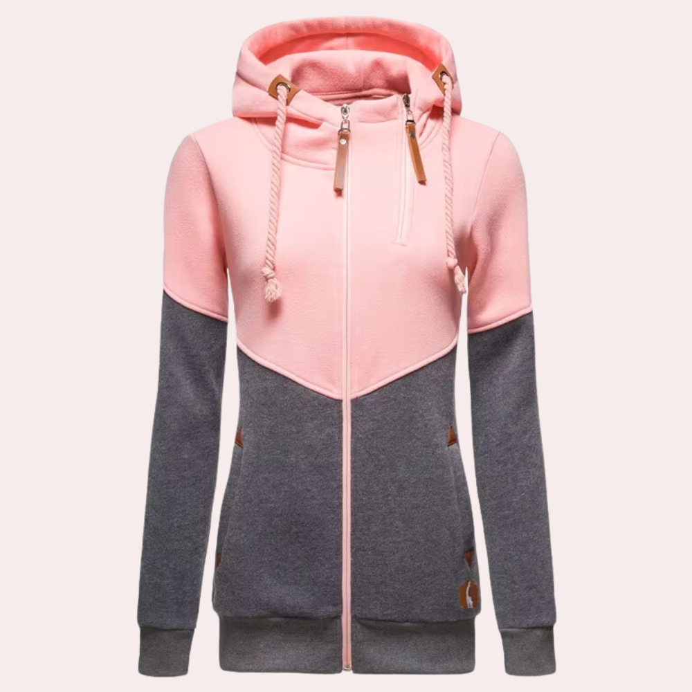 Sporty Women's Jacket with Zip - Nora-Pink-XS-The Livary