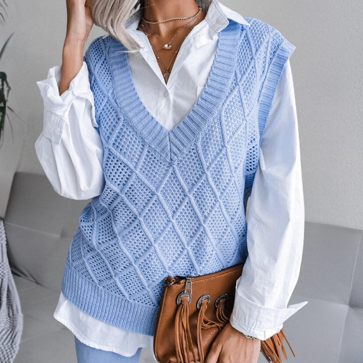 Angeza - Trendy Knitted Sweater for Women-Blue-XS-The Livary
