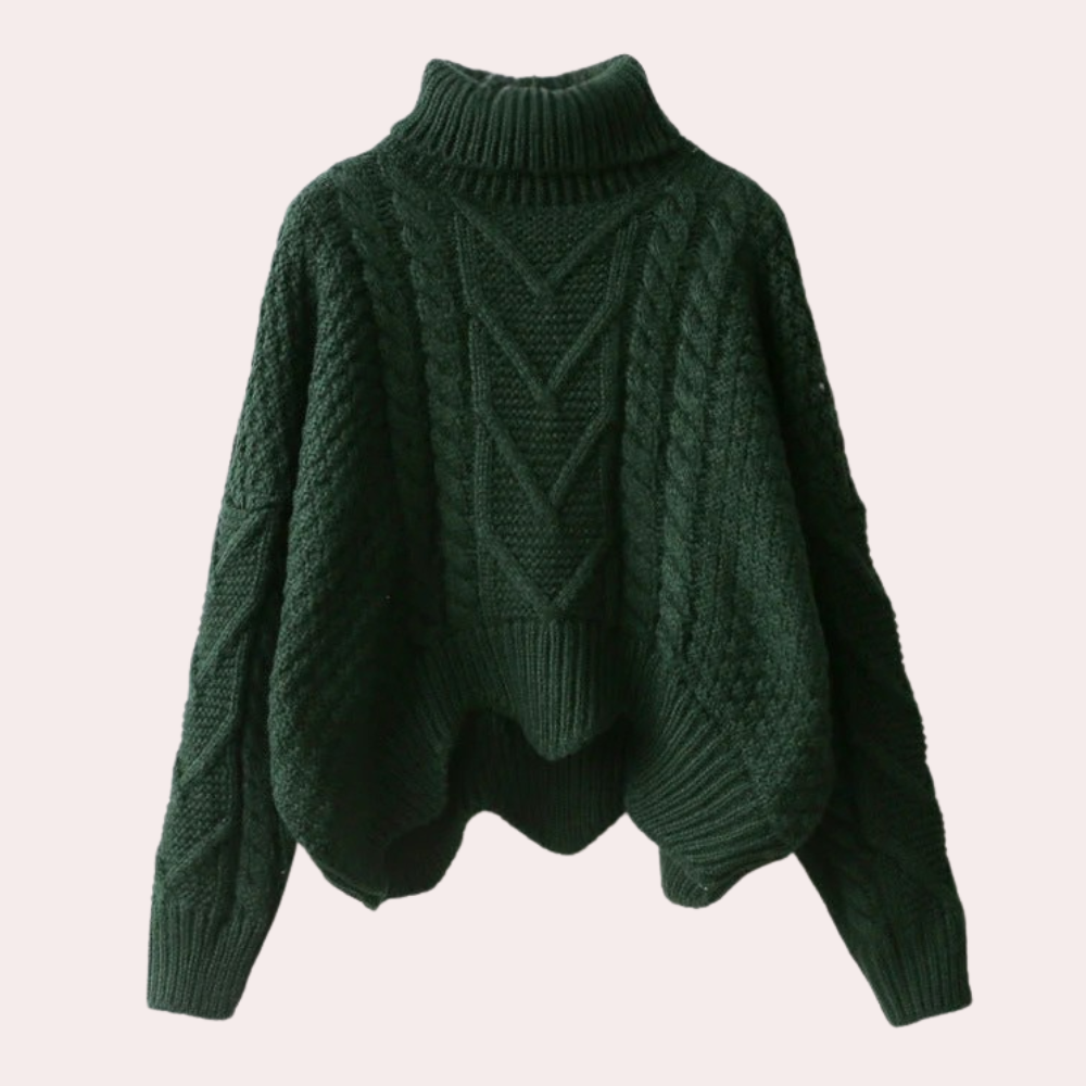 Stylish Knitted Turtleneck for Women - Lina-Green-The Livary