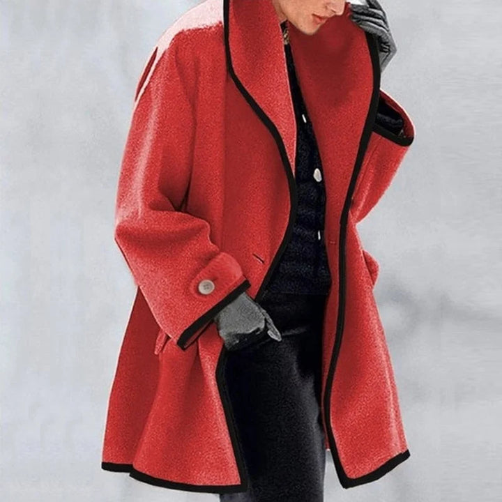 Warm Winter Wool Ladies Trench Coat - Emma-Red-S-The Livary