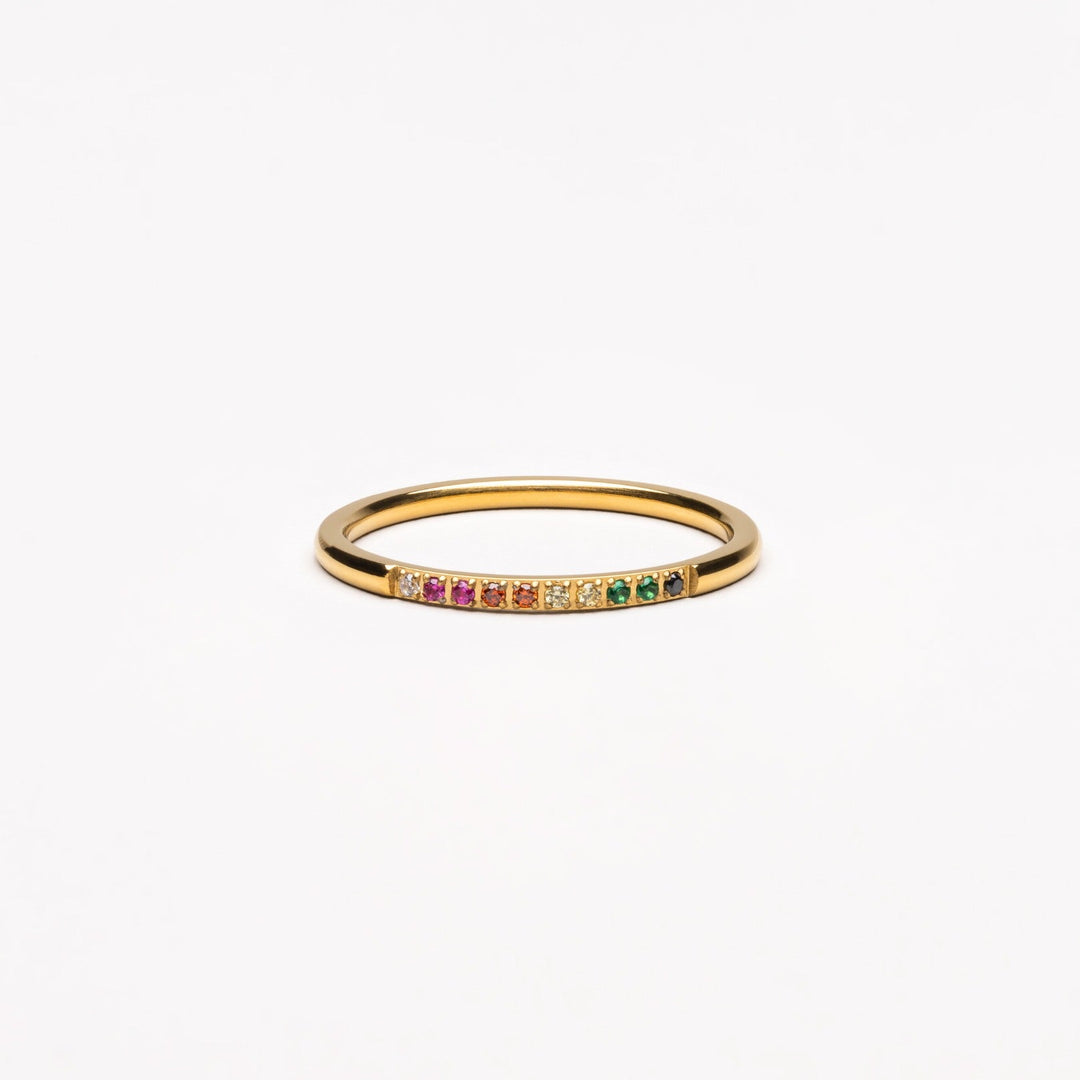 Golden Ring with Coloured Stones - Solene-6-Gold-The Livary