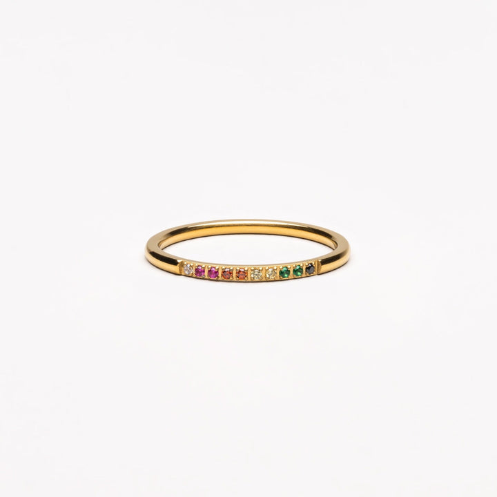 Golden Ring with Coloured Stones - Solene-6-Gold-The Livary