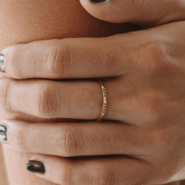 Golden Ring with Coloured Stones - Solene-6-Gold-The Livary