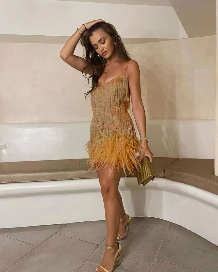 Glamorous Cocktail Dress - Celina-Gold-S-The Livary