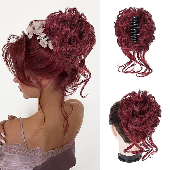 Clip with Hair Extension for Wavy Bun – CurlClip-Red-The Livary