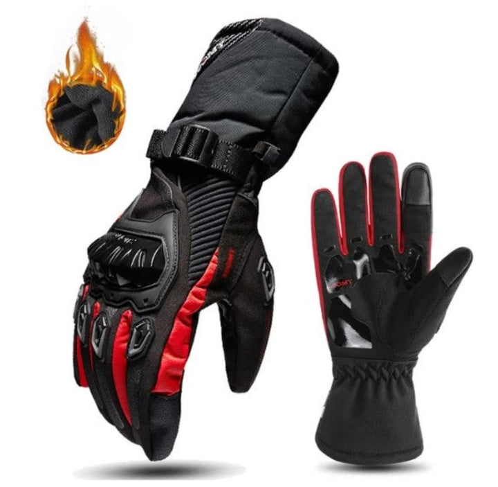 Waterproof Motorcycle Gloves for Winter - ShieldRide-Red-M-The Livary