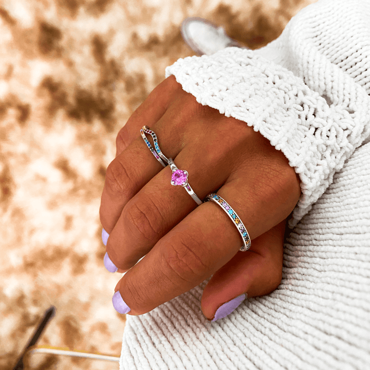 Stylish Rainbow Ring - Aurora-Silver-5-The Livary