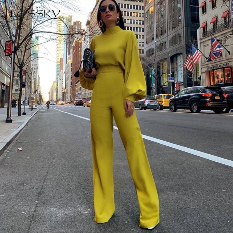 Trendy Women's Jumpsuit - Evelyn-Yellow-S-The Livary