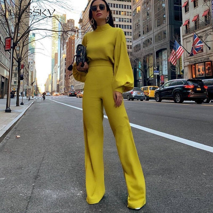 Trendy Women's Jumpsuit - Evelyn-Yellow-S-The Livary