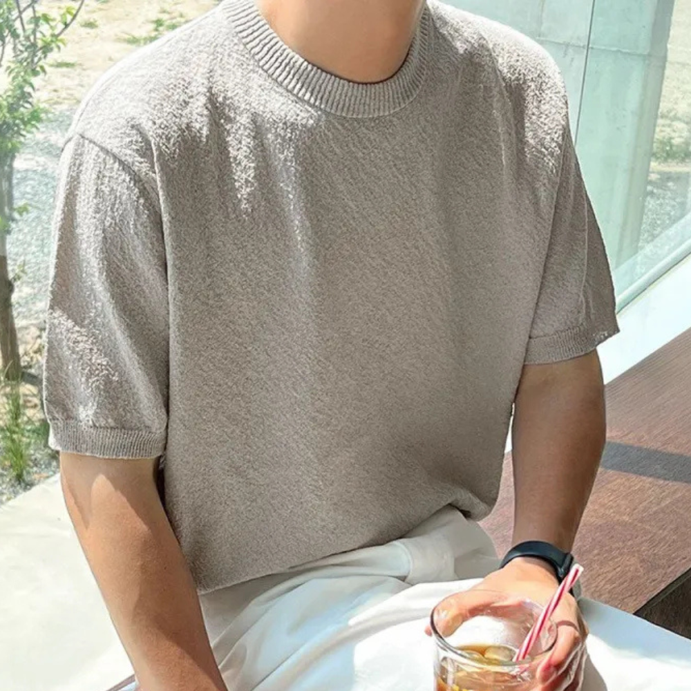 Simple and Stylish Men's T-Shirt - Joey-Khaki-S-The Livary