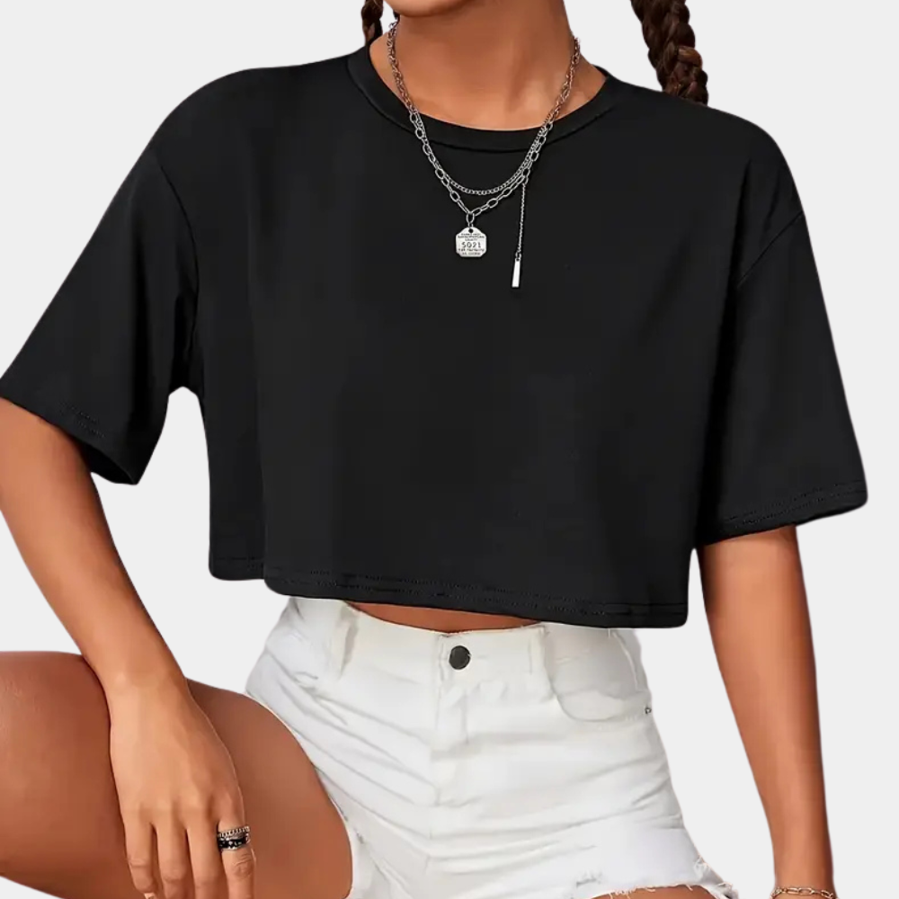 Comfortable Black T-shirt for Women - Livia-XS-The Livary