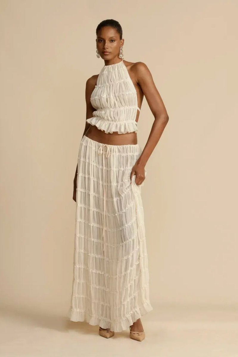 Trendy ladies' summer two-piece with halter top & maxi skirt – Lorena-S-The Livary