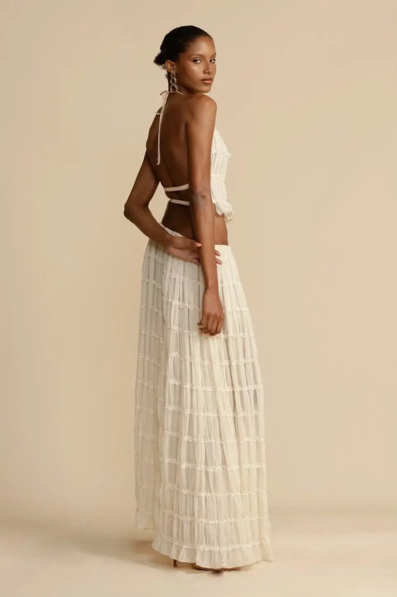 Trendy ladies' summer two-piece with halter top & maxi skirt – Lorena-S-The Livary