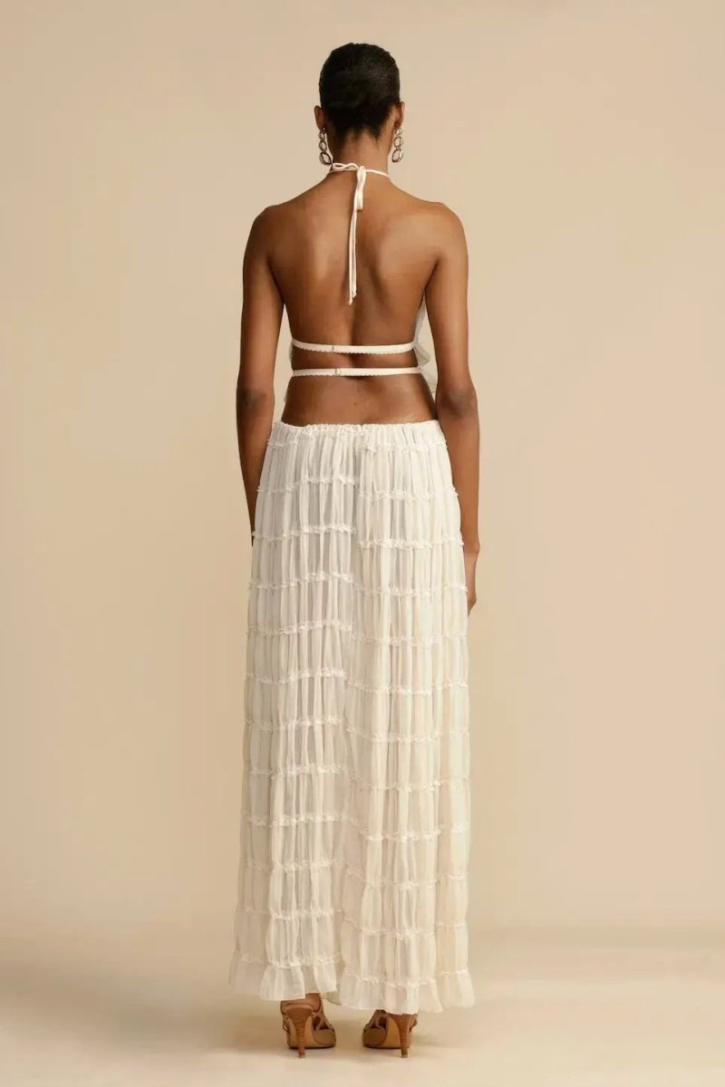 Trendy ladies' summer two-piece with halter top & maxi skirt – Lorena-S-The Livary