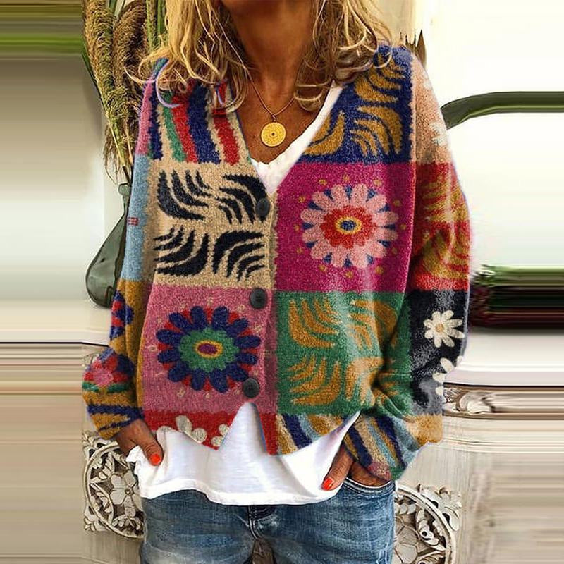 Trendy Patchwork Women's Waistcoat with Buttons - Elise-Style 4-S-The Livary