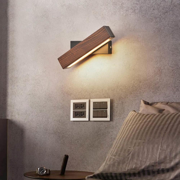 Wooden LED Wall Lamp with Pivot Function - Twilight Pivot-Dark Wood-Klein - 21 x 5 cm-The Livary