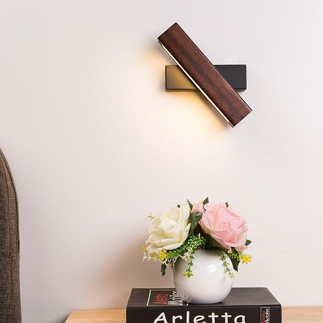 Wooden LED Wall Lamp with Pivot Function - Twilight Pivot-Dark Wood-Klein - 21 x 5 cm-The Livary