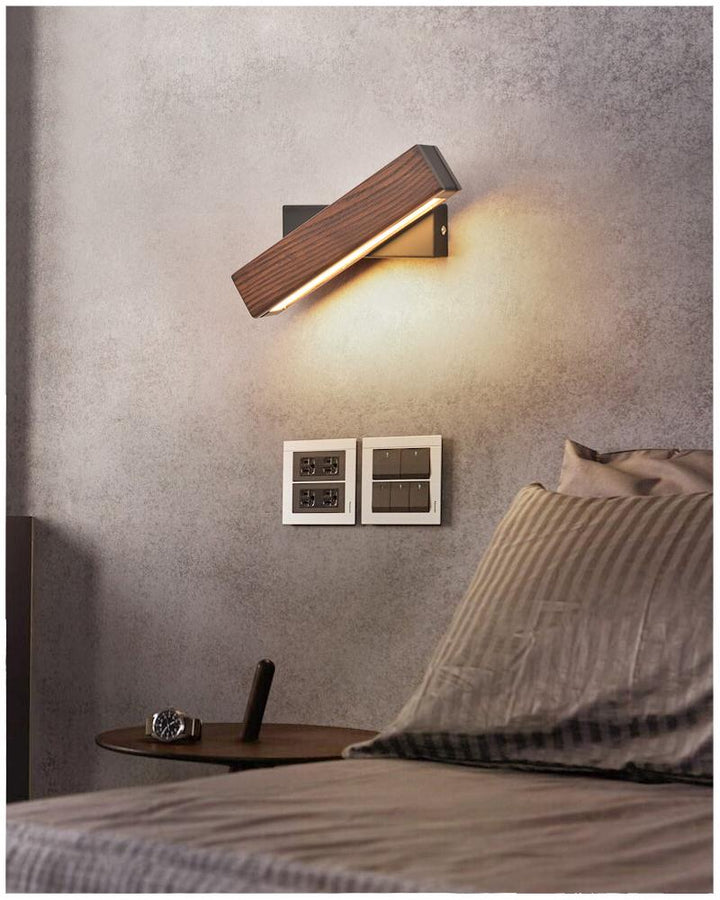 Wooden LED Wall Lamp with Pivot Function - Twilight Pivot-Dark Wood-Klein - 21 x 5 cm-The Livary