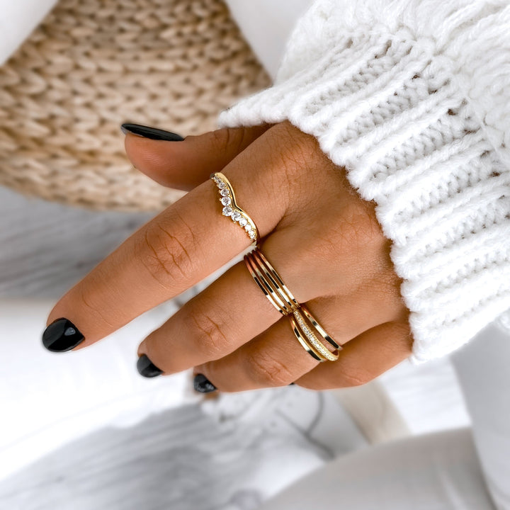 Zirconia Crown Ring - Allegra-5-Gold-The Livary