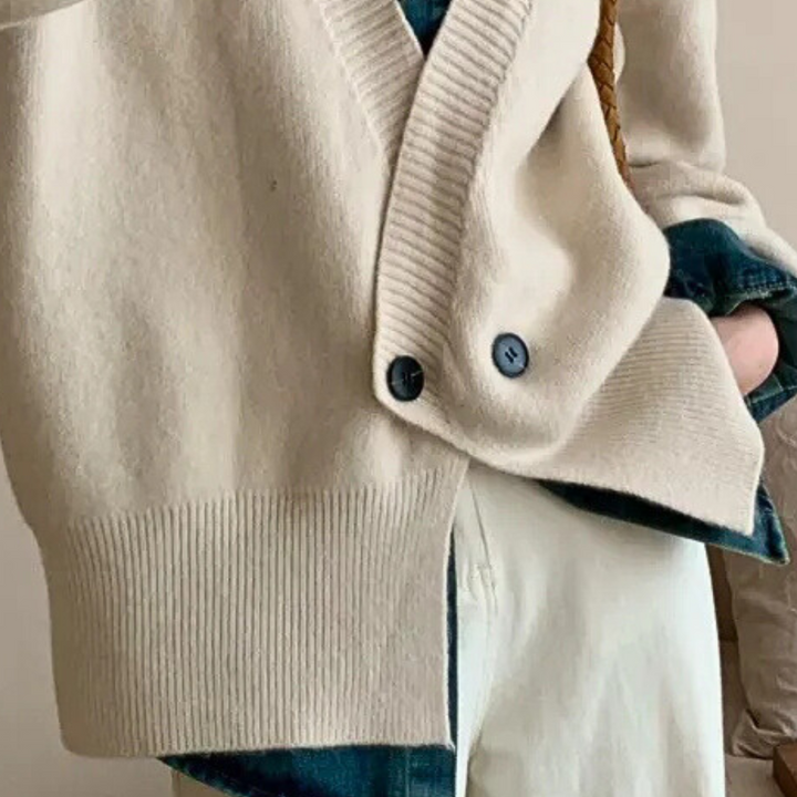 Stylish Beige Knitted Cardigan for Women - Vera-XS-The Livary
