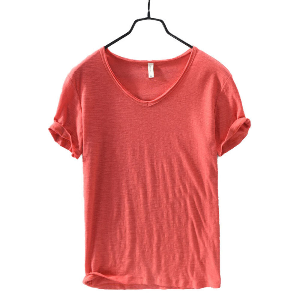 Men's V-Neck Linen Shirt – Luca-Red-M-The Livary