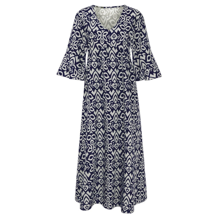 Long Floral Dress with V-neck – Liora-S-Red-The Livary