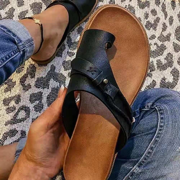 Orthopaedic summer sandals with open toe area – Ziva-Black-3-The Livary