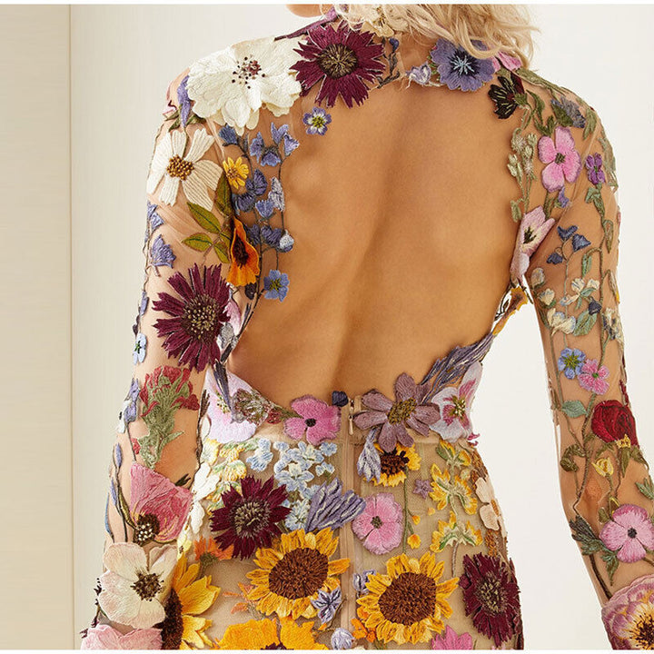 Romantic Flower Dress with Fine Details - Isabella-Pink-S-The Livary