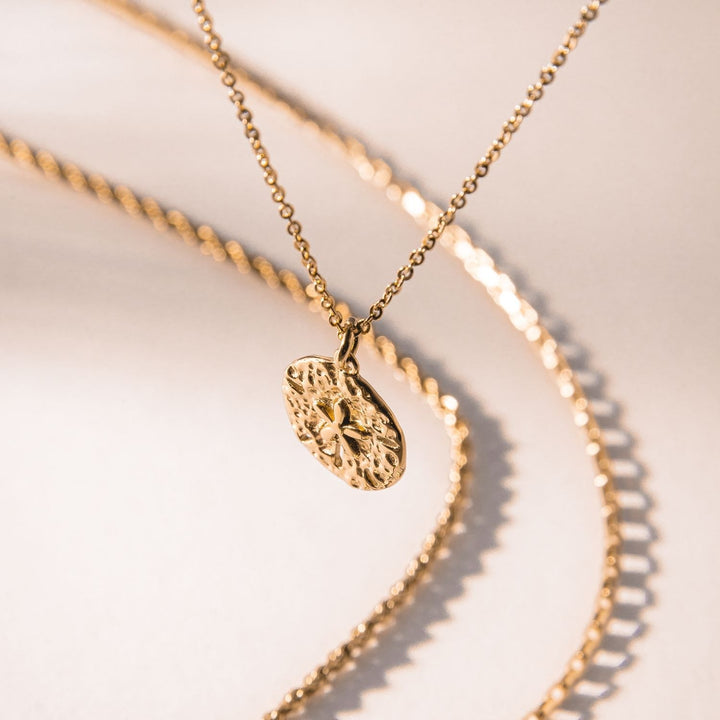 Necklace with Sand Dollar Pendant - Marisol-Silver-The Livary