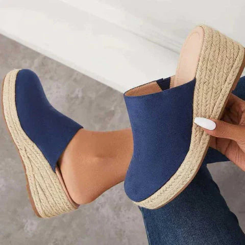 Retro Chic Wedge Sandals - Vera-Blue-4.5-The Livary