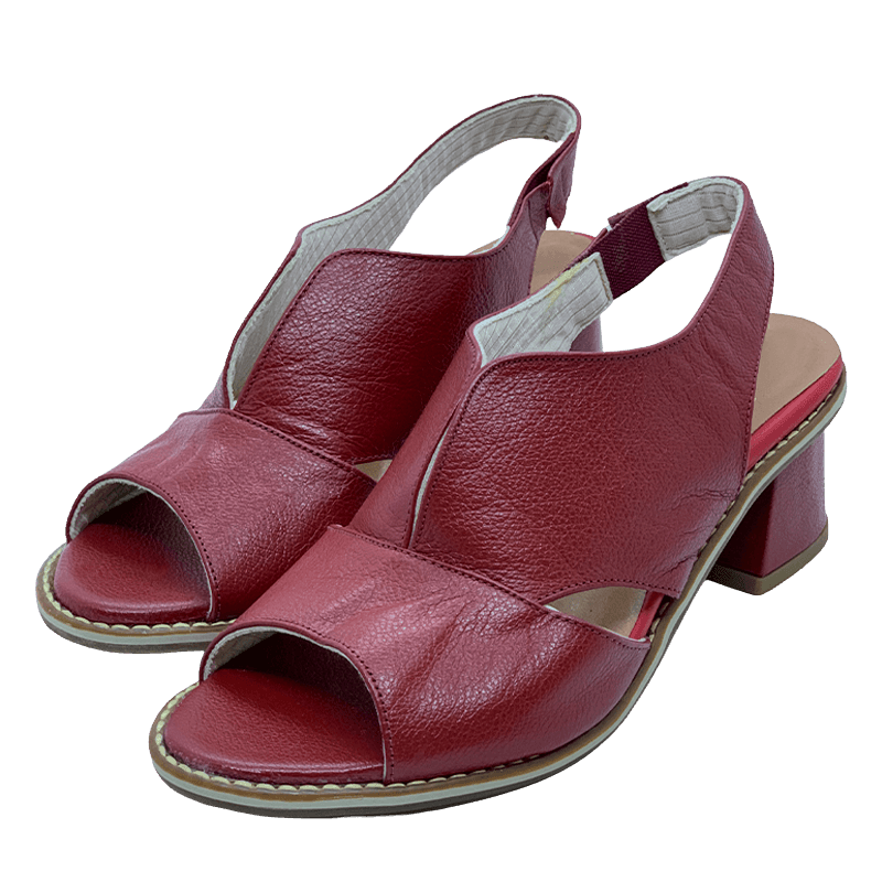 Women’s leather sandals with heel & comfort footbed – Selina-Beige-2.5-The Livary