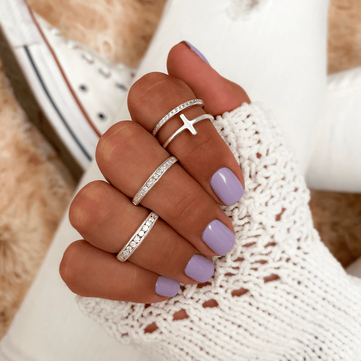 Stylish Zirconia Ring - Amelia-Silver-5-The Livary