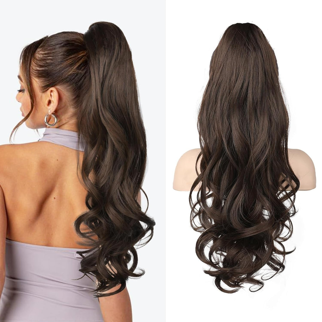 Hair extension Ponytail 21.7 inches – Veloura-Wavy-Brown-The Livary