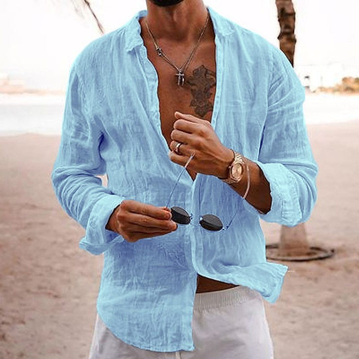 Breathable and lightweight men's summer shirt made of cotton – Francesco-Light blue-S-The Livary