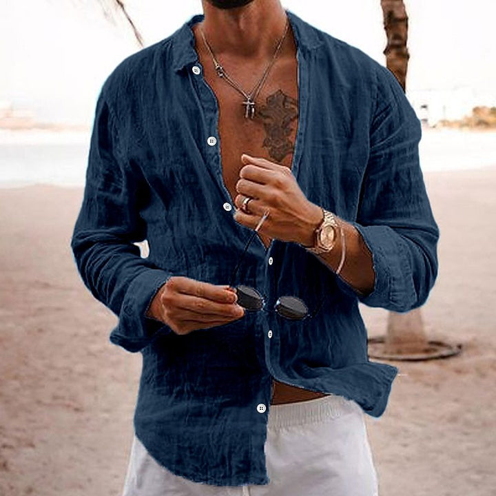 Breathable and lightweight men's summer shirt made of cotton – Francesco-Blue-S-The Livary