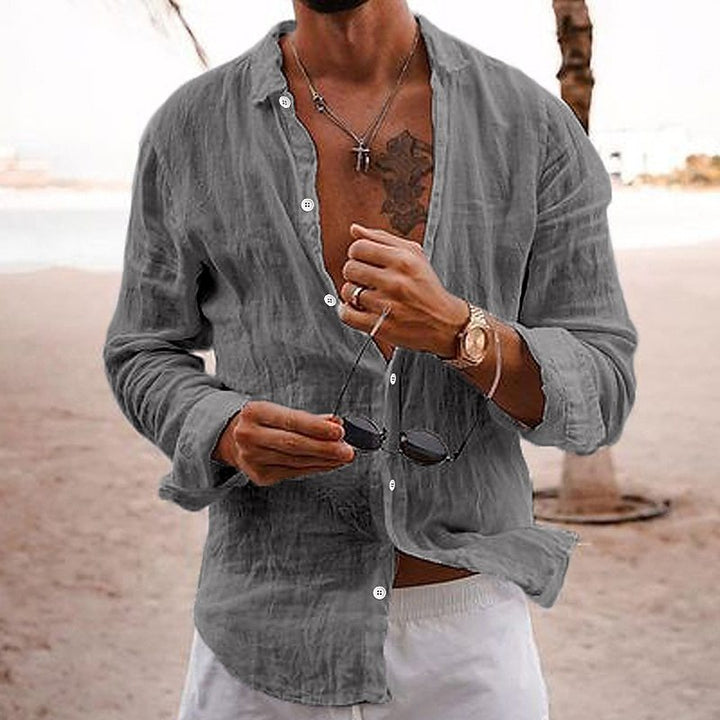 Breathable and lightweight men's summer shirt made of cotton – Francesco-Gray-S-The Livary