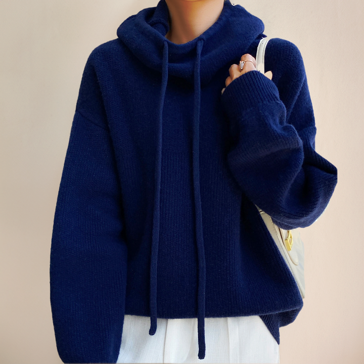 Comfortable Merino Wool Women's Sweater - Isabelle-Dark blue-S-The Livary
