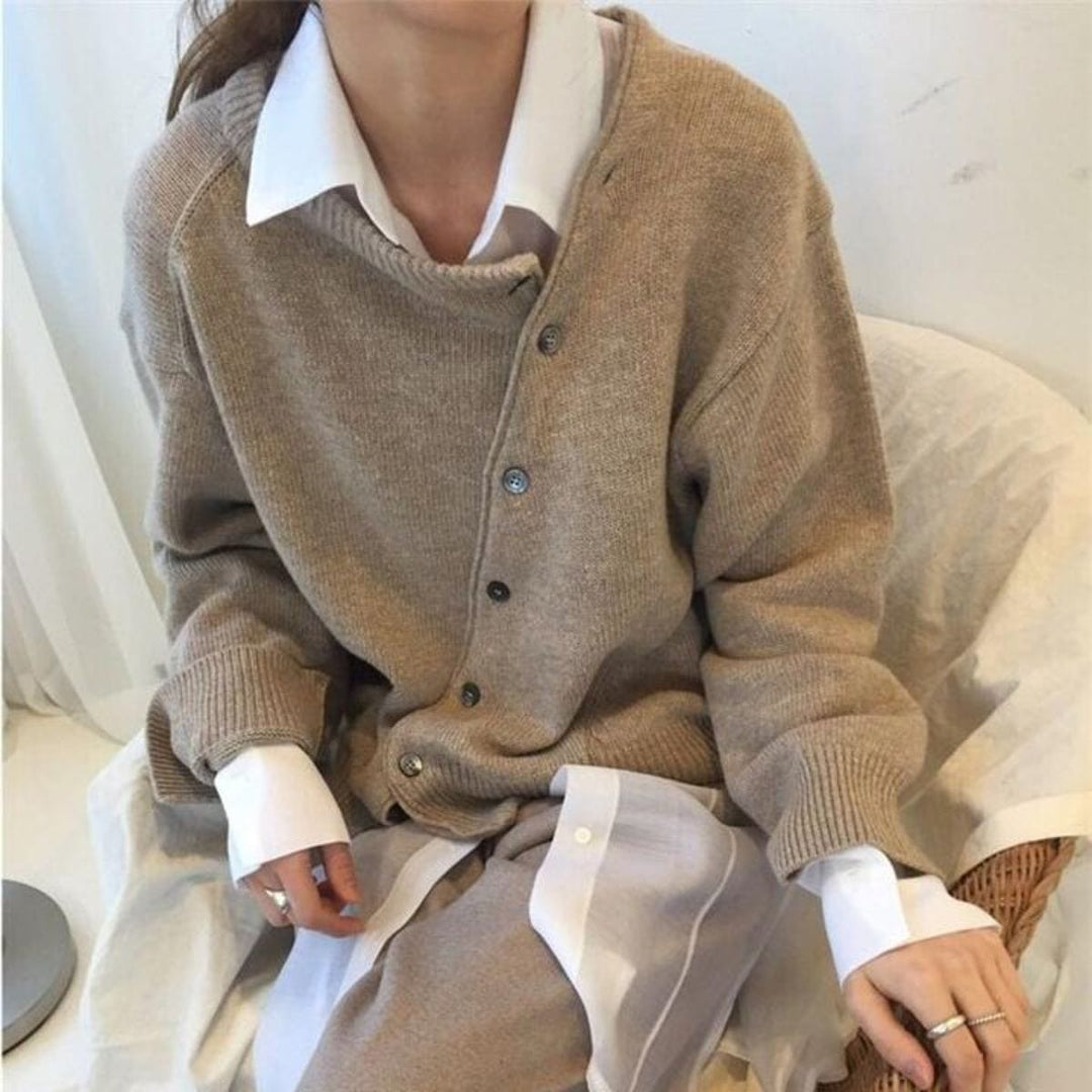 Luxury Cashmere Vest with Button Details - Aurora-Brown-S-The Livary