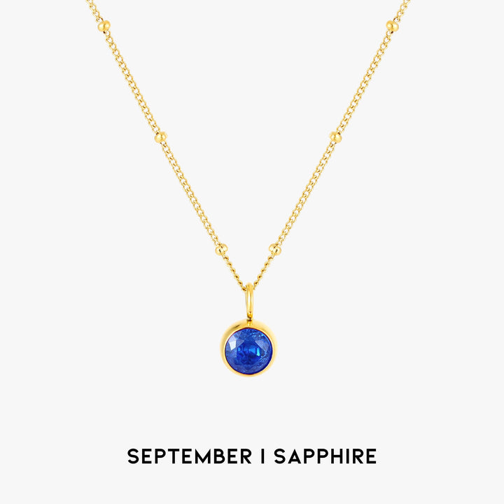 Birthstone Necklace - Aurora-September | Sapphire-Gold-The Livary