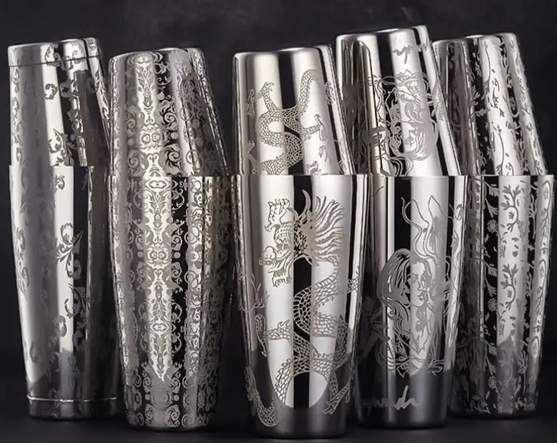 Engraved Cocktail Shaker – Mixaro-Chinese Dragon-The Livary