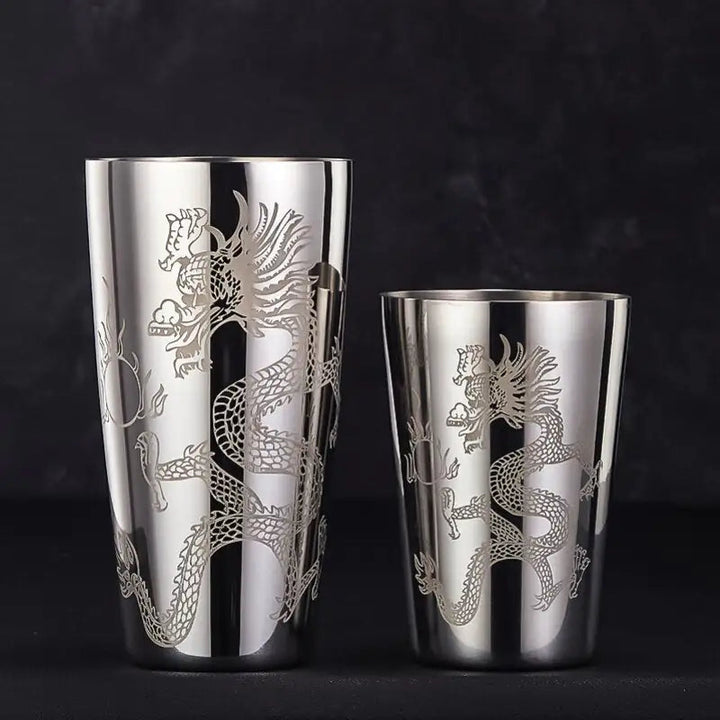 Engraved Cocktail Shaker – Mixaro-Chinese Dragon-The Livary