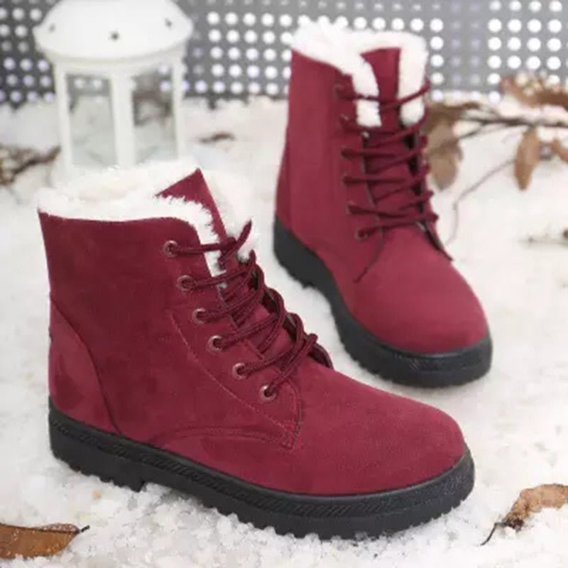 Warm Lined Women's Winter Boots with Laces - Eliza Fur Boot-Black-2.5-The Livary