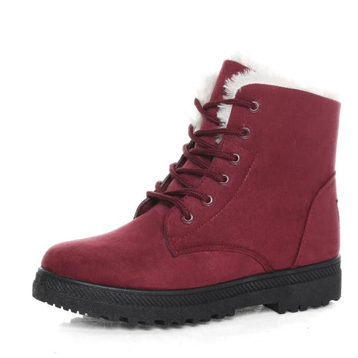 Warm Lined Women's Winter Boots with Laces - Eliza Fur Boot-Red-2.5-The Livary